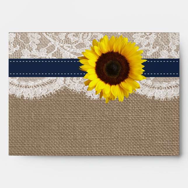 The Rustic Sunflower Wedding Collection - Navy Envelope (Front)