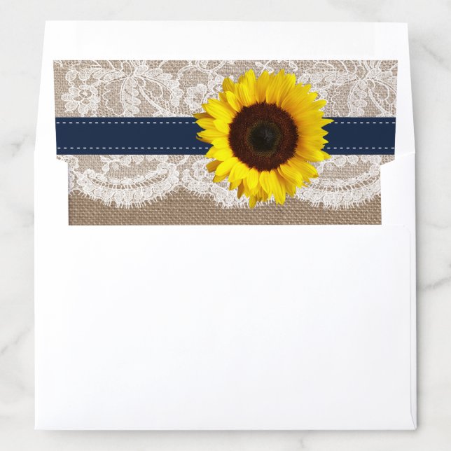 The Rustic Sunflower Wedding Collection - Navy Envelope Liner (In Envelope)