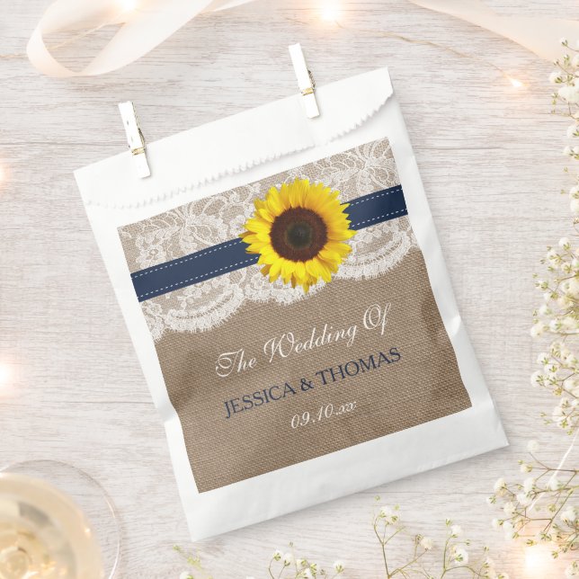 The Rustic Sunflower Wedding Collection - Navy Favor Bag (Clipped)