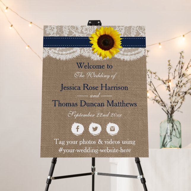 The Rustic Sunflower Wedding Collection - Navy Foam Board (In Situ (Stand))