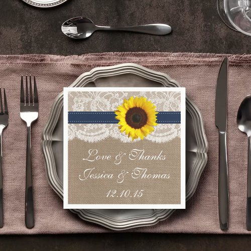 The Rustic Sunflower Wedding Collection _ Navy Napkins