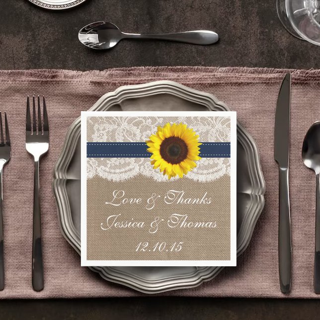 The Rustic Sunflower Wedding Collection - Navy Napkins (Creator Uploaded)