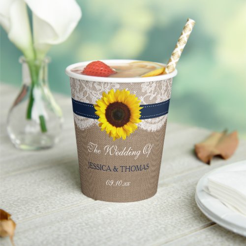 The Rustic Sunflower Wedding Collection _ Navy Paper Cups