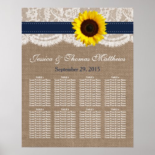 The Rustic Sunflower Wedding Collection _ Navy Poster