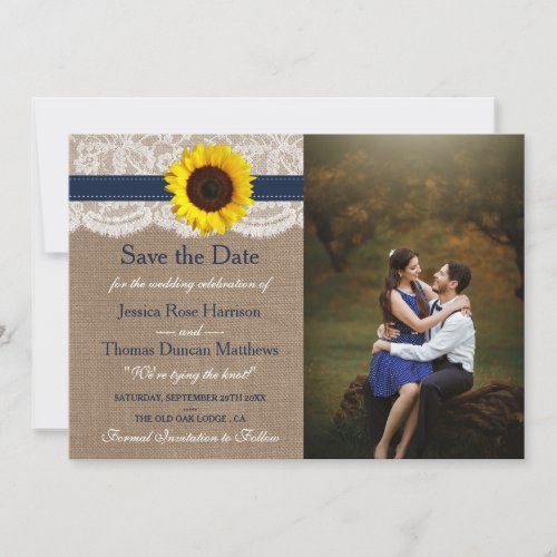 The Rustic Sunflower Wedding Collection _ Navy Save The Date