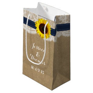 The Rustic Sunflower Wedding Collection - Navy Small Gift Bag