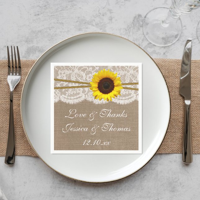 The Rustic Sunflower Wedding Collection Paper Napkins (Creator Uploaded)