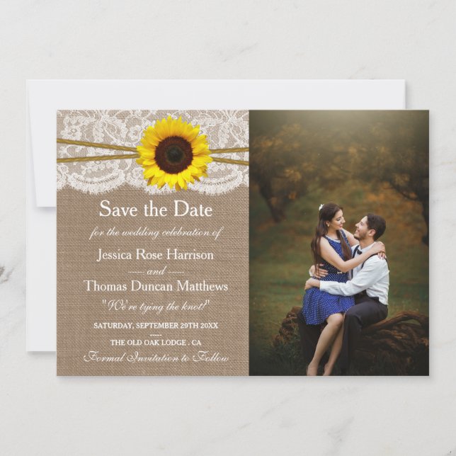 The Rustic Sunflower Wedding Collection Photo Save The Date (Front)