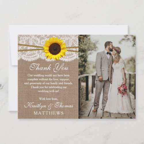 The Rustic Sunflower Wedding Collection Photo Thank You Card