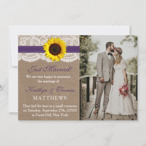 The Rustic Sunflower Wedding Collection _ Purple Announcement