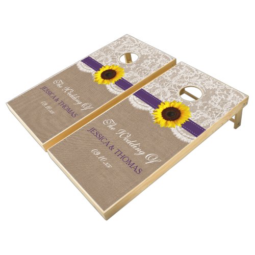 The Rustic Sunflower Wedding Collection _ Purple Cornhole Set
