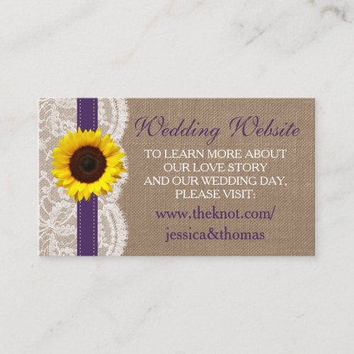 The Rustic Sunflower Wedding Collection _ Purple Enclosure Card