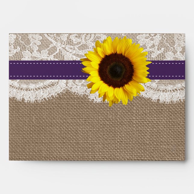 The Rustic Sunflower Wedding Collection - Purple Envelope (Front)