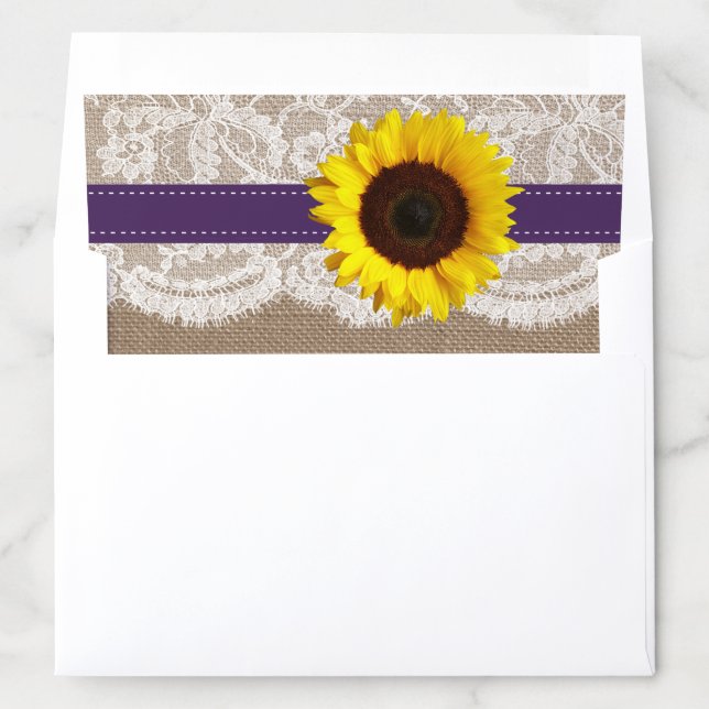 The Rustic Sunflower Wedding Collection - Purple Envelope Liner (In Envelope)