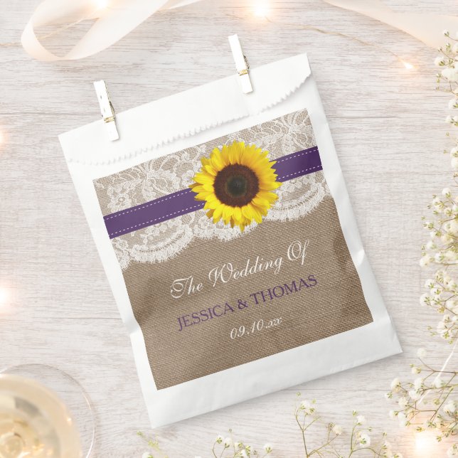 The Rustic Sunflower Wedding Collection - Purple Favor Bag (Clipped)