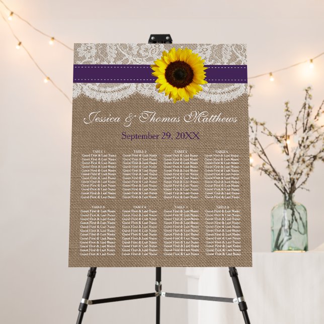 The Rustic Sunflower Wedding Collection - Purple Foam Board (In Situ (Stand))