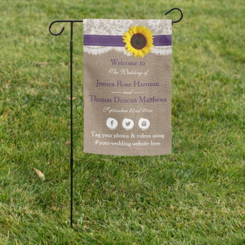 The Rustic Sunflower Wedding Collection _ Purple Garden Flag