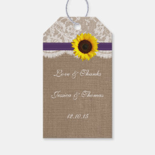 The Rustic Sunflower Wedding Collection - Purple Gift Tags