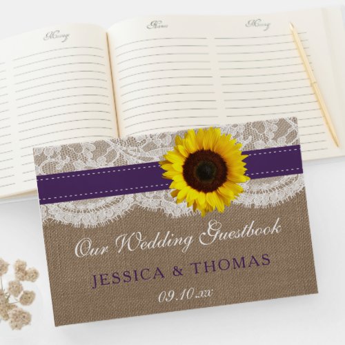 The Rustic Sunflower Wedding Collection _ Purple Guest Book