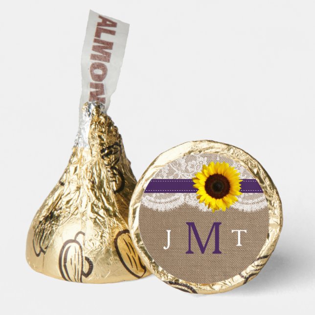 The Rustic Sunflower Wedding Collection - Purple Hershey®'s Kisses® (Front)