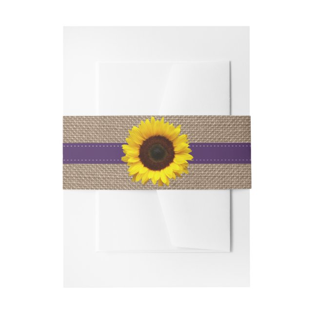 The Rustic Sunflower Wedding Collection - Purple Invitation Belly Band (Front Example)