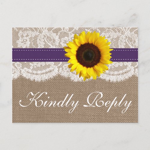 The Rustic Sunflower Wedding Collection _ Purple Invitation Postcard