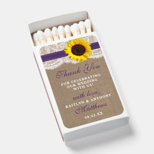 The Rustic Sunflower Wedding Collection _ Purple Matchboxes