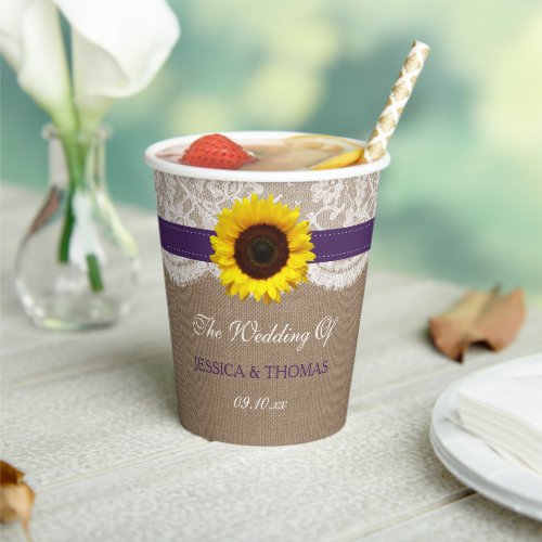 The Rustic Sunflower Wedding Collection _ Purple Paper Cups