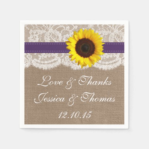 The Rustic Sunflower Wedding Collection _ Purple Paper Napkins