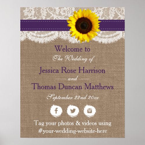 The Rustic Sunflower Wedding Collection _ Purple Poster