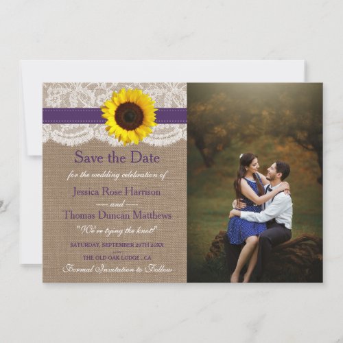 The Rustic Sunflower Wedding Collection _ Purple Save The Date