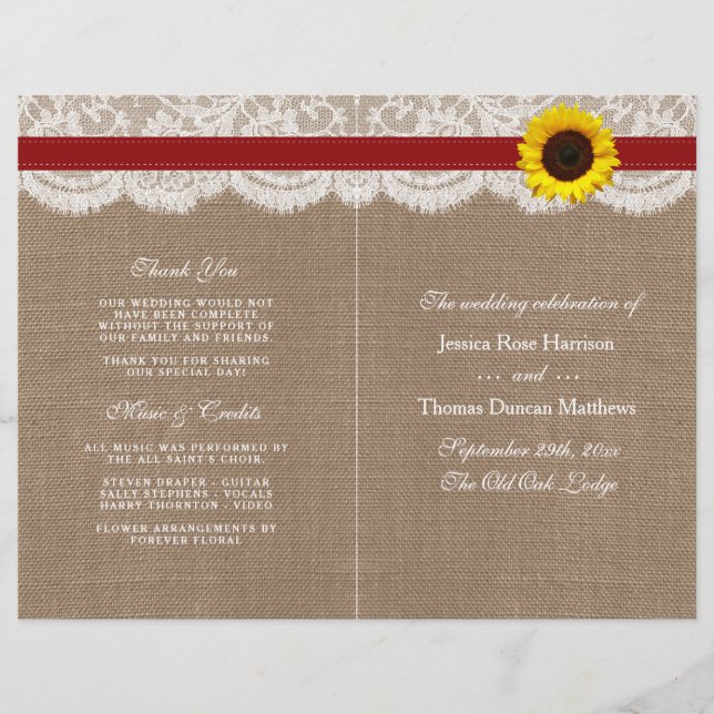 The Rustic Sunflower Wedding Collection - Red (Front)