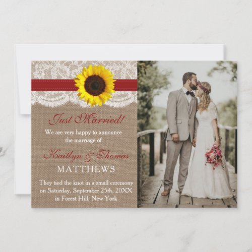 The Rustic Sunflower Wedding Collection _ Red Announcement