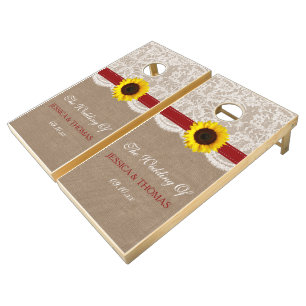 The Rustic Sunflower Wedding Collection - Red Cornhole Set