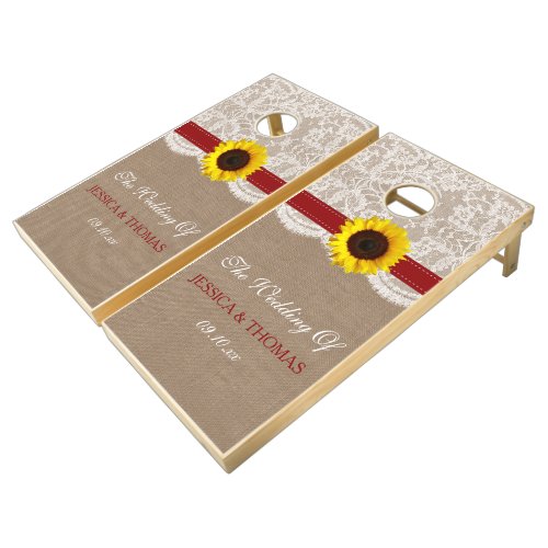 The Rustic Sunflower Wedding Collection _ Red Cornhole Set