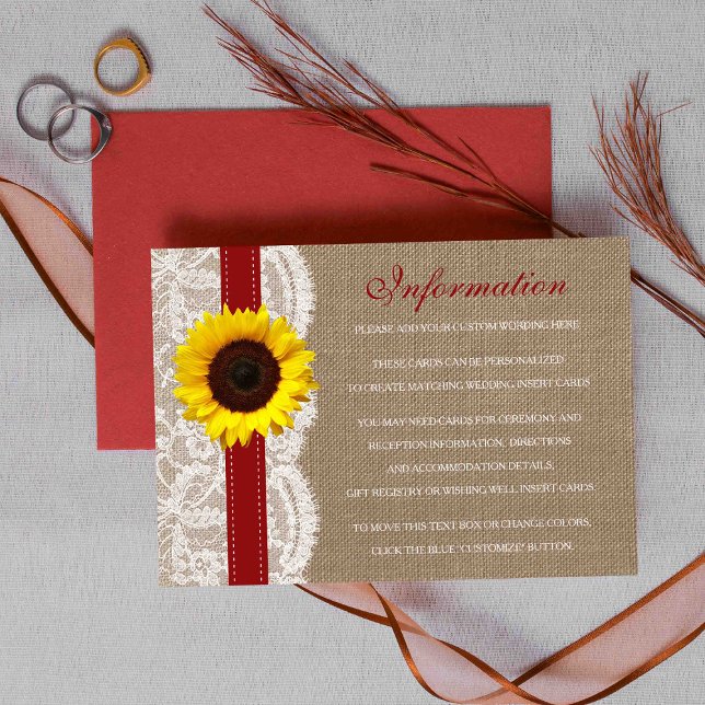 The Rustic Sunflower Wedding Collection - Red Enclosure Card (Creator Uploaded)
