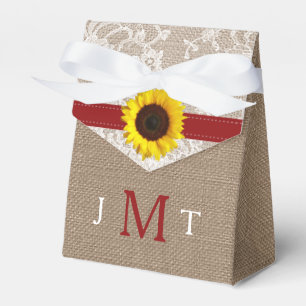 The Rustic Sunflower Wedding Collection - Red Favor Boxes