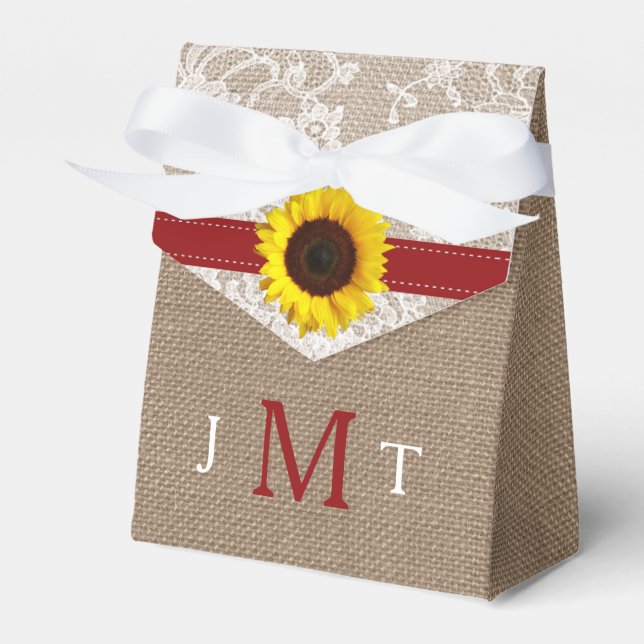The Rustic Sunflower Wedding Collection - Red Favor Boxes (Front Side)