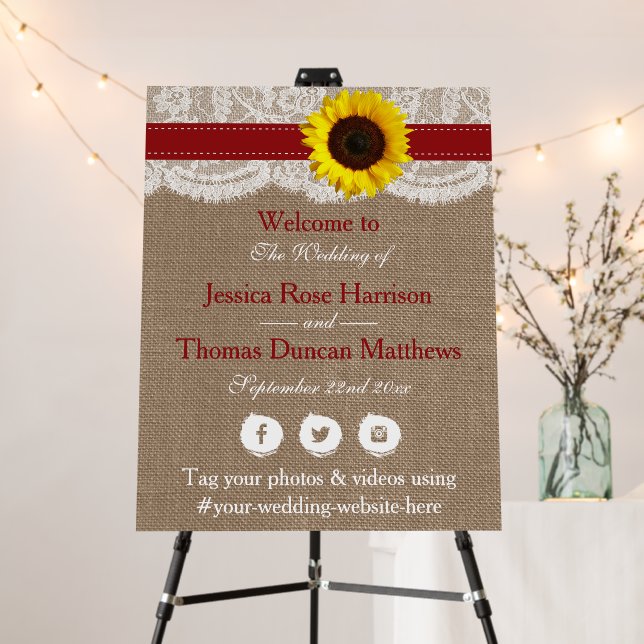 The Rustic Sunflower Wedding Collection - Red Foam Board (In Situ (Stand))