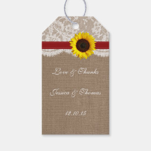 The Rustic Sunflower Wedding Collection - Red Gift Tags