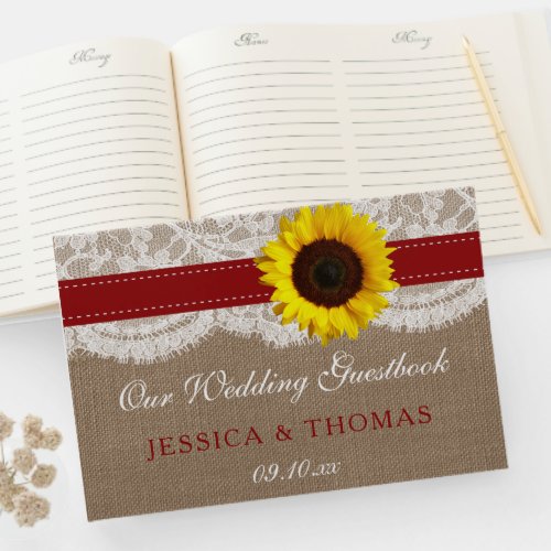 The Rustic Sunflower Wedding Collection _ Red Guest Book