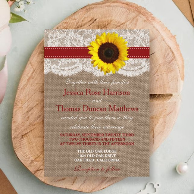The Rustic Sunflower Wedding Collection - Red Invitation (Creator Uploaded)