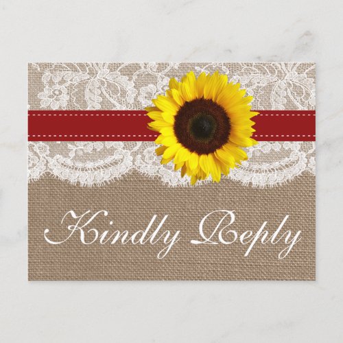 The Rustic Sunflower Wedding Collection _ Red Invitation Postcard
