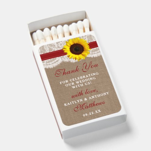 The Rustic Sunflower Wedding Collection _ Red Matchboxes