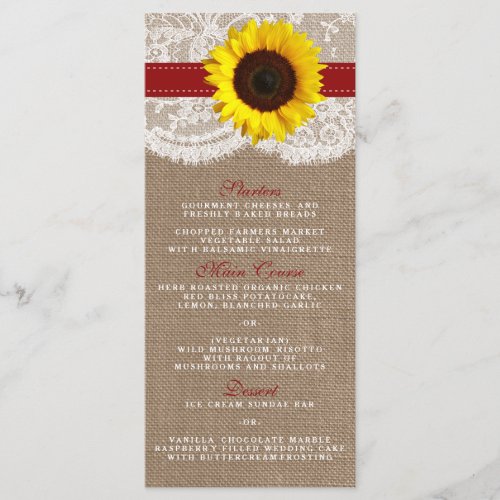 The Rustic Sunflower Wedding Collection _ Red Menu