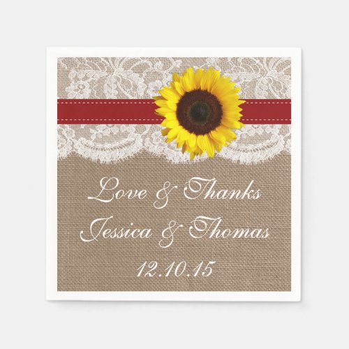 The Rustic Sunflower Wedding Collection _ Red Napkins