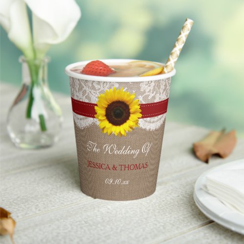 The Rustic Sunflower Wedding Collection _ Red Paper Cups