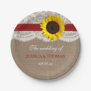 The Rustic Sunflower Wedding Collection - Red Paper Plates