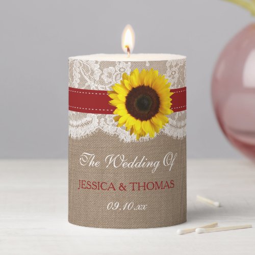 The Rustic Sunflower Wedding Collection _ Red Pillar Candle