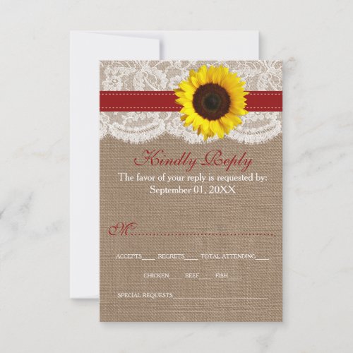 The Rustic Sunflower Wedding Collection _ Red RSVP Card